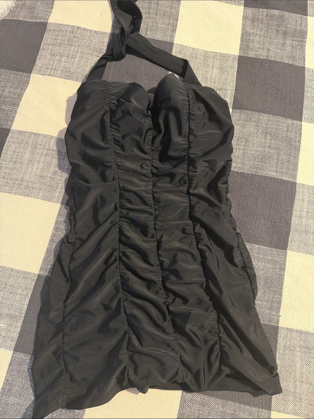Black Ruched Halter Swimsuit